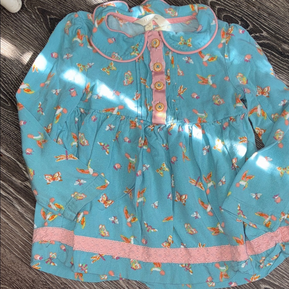 Matilda Jane Blue Floral Kids Blouse 4T